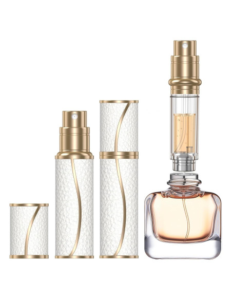 Atomizador de Perfume Rellenable YIERSO 10ml Cuero Blanco Atomizador de Perfume Rellenable YIERSO 10ml Cuero Blanco