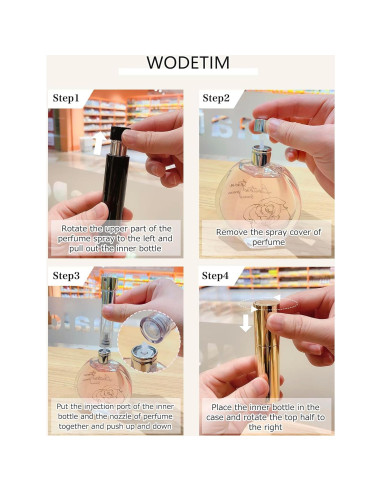 Botella de Perfume Recargable WODETIM 5ml Negro Brillante