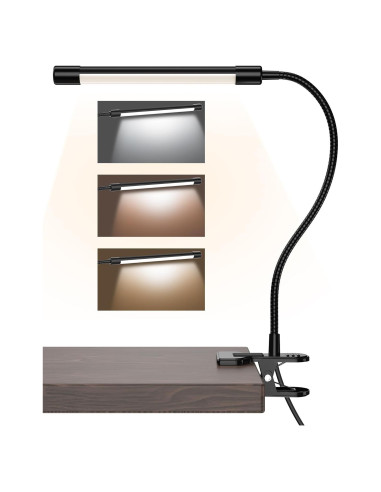 Lámpara de Escritorio LED JHD con Abrazadera y 3 Modos
