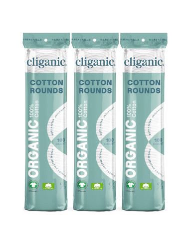 Discos de Algodón Orgánico Cliganic 300 Unidades Hipoalergénicos