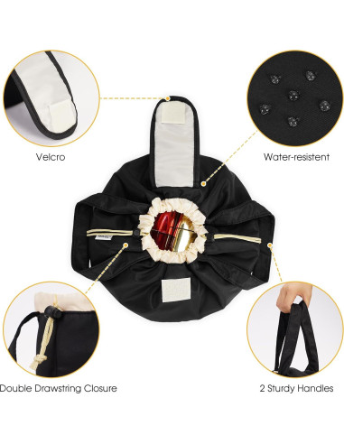 Bolsa de Maquillaje Narwey Grande Negra 28x16x30cm Impermeable