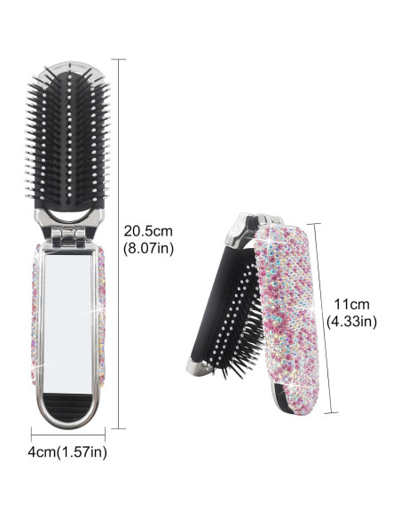 Cepillo de Viaje Plegable Owemtao con Espejo Rosa Cepillo de Viaje Plegable Owemtao con Espejo Rosa
