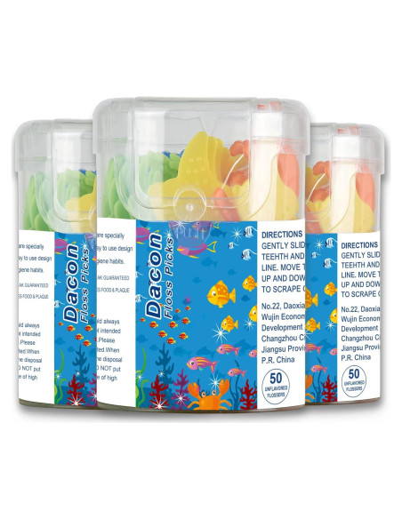 Hilo Dental para Niños Dacon - 50 Unidades en Animales Marinos Hilo Dental para Niños Dacon - 50 Unidades en Animales Marinos