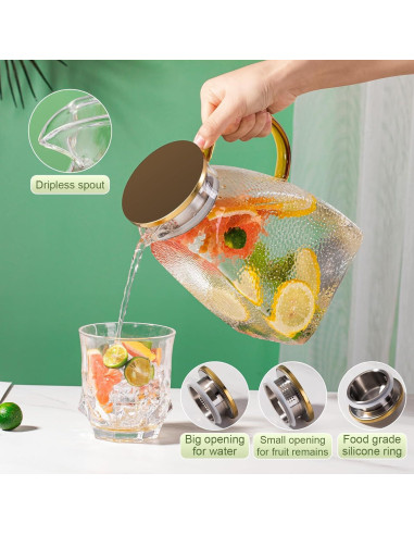 Jarra de Vidrio Borosilicato 1.8L WARMSIMPLE con Tapa