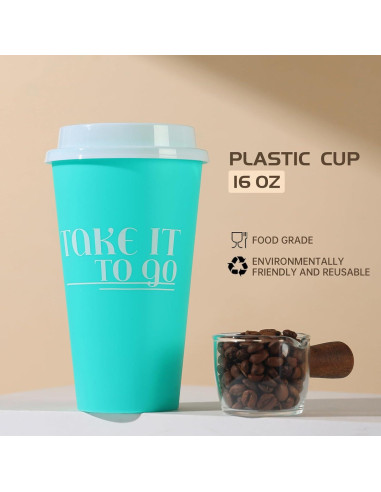 Tazas de café reutilizables MiraFure 0.47 L con tapas - 15 unidades