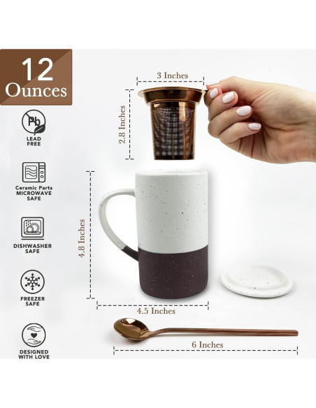 Taza de Té Cerámica Mora Granate con Infusor y Tapa 340g Taza de Té Cerámica Mora Granate con Infusor y Tapa 340g