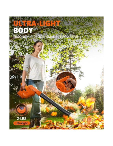 Soplador de Hojas Alloyman 20V Inalámbrico 0.91 kg Soplador de Hojas Alloyman 20V Inalámbrico 0.91 kg
