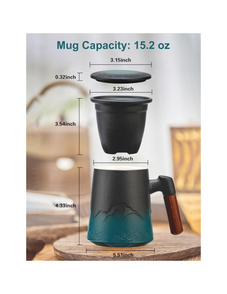 Taza de Té Suyika con Infusor y Tapa 450ml Diseño Montaña Taza de Té Suyika con Infusor y Tapa 450ml Diseño Montaña