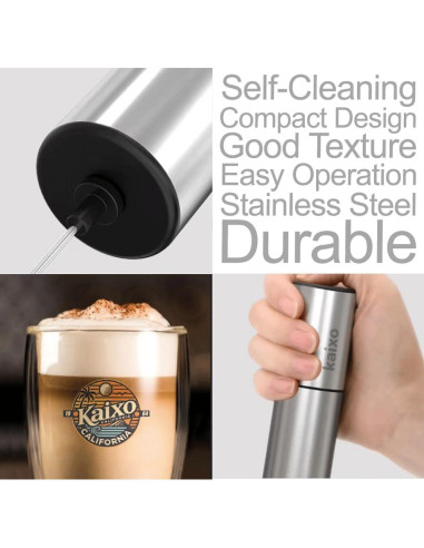 Espumador de Leche KAIXO Portátil Acero Inoxidable 6W Plata
