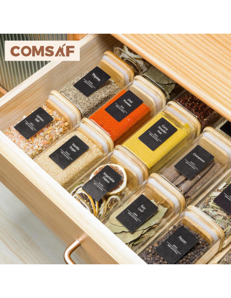 Tarros de Especias de Vidrio ComSaf 12 Pcs 250ml Herméticos Tarros de Especias de Vidrio ComSaf 12 Pcs 250ml Herméticos
