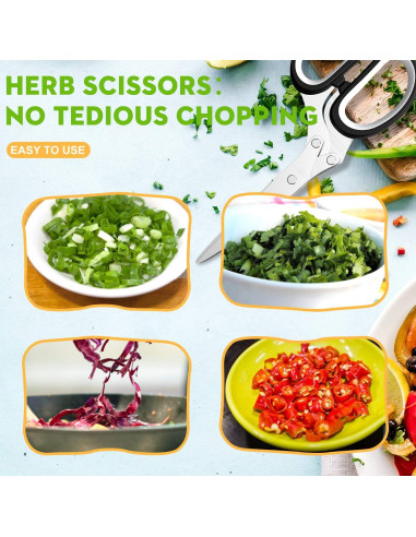 Tijeras para Hierbas POROMI 2025 con 5 Cuchillas Acero Inoxidable