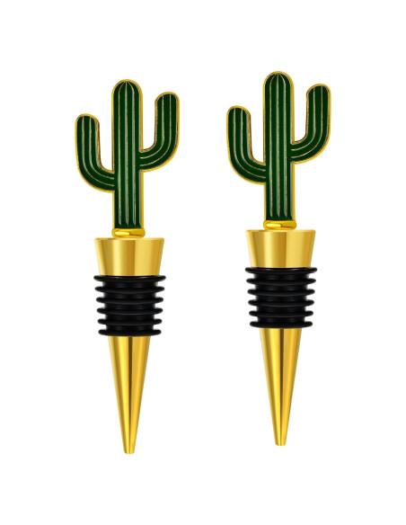 Juego de 2 Tapones de Vino RICHCEE Cactus Reutilizables Juego de 2 Tapones de Vino RICHCEE Cactus Reutilizables