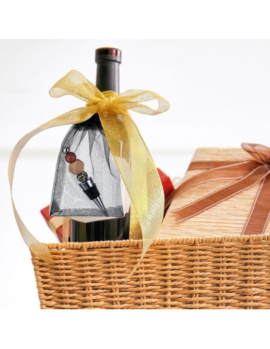 Kosiz 20 Tapones de Vino Decorativos con Perlas y Bolsas
