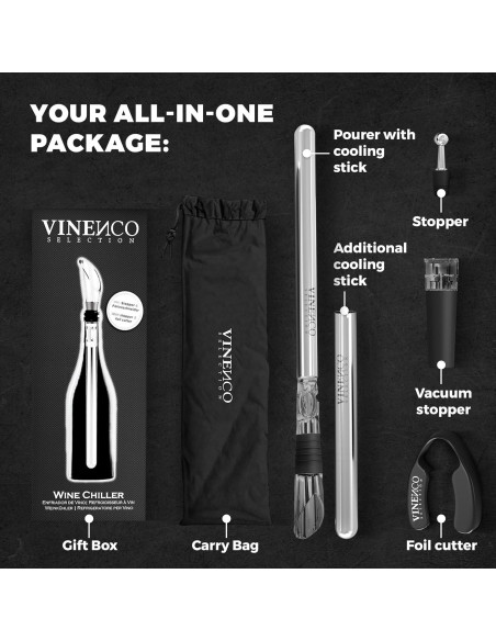 Juego Enfriador de Vino Vinenco 7 en 1 con Aerador y Tapón Juego Enfriador de Vino Vinenco 7 en 1 con Aerador y Tapón