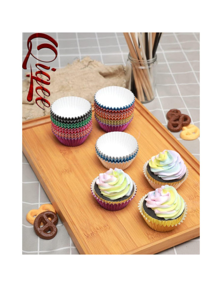 Forros de Cupcake de Papel Oro Qiqee 300 Unidades Resistentes Forros de Cupcake de Papel Oro Qiqee 300 Unidades Resistentes