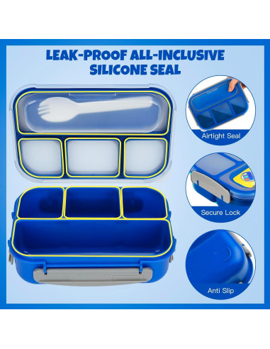 Caja de Almuerzo MaMix Bento Box 1300ml 4 Compartimentos Azul
