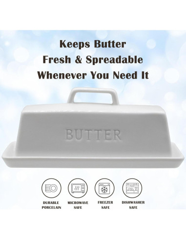Plato de Mantequilla Cerámica MKYHBOO Blanco 0.79kg