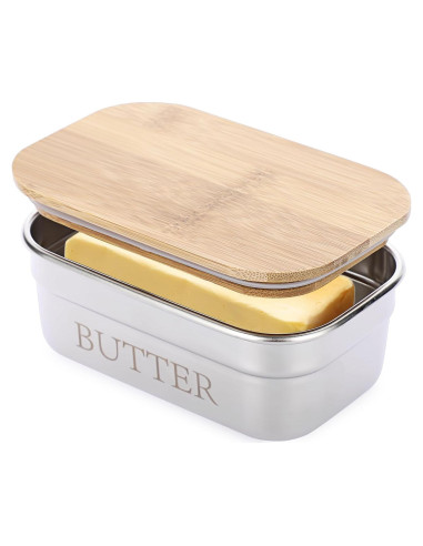 Plato de Mantequilla Acero Inoxidable BSTKEY con Tapa 15x9.5cm