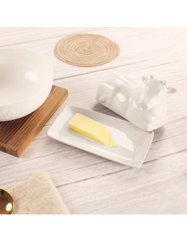 Plato de Mantequilla de Porcelana con Tapa 18.8 cm LIUYWYHCF