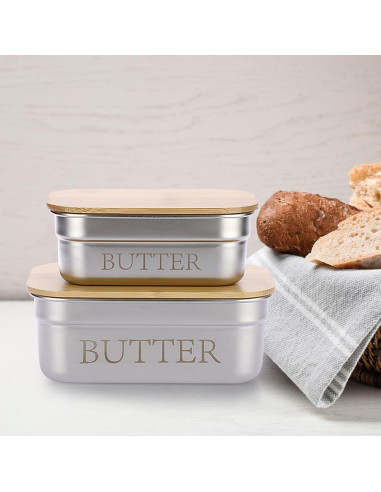 Plato de Mantequilla Acero Inoxidable BSTKEY con Tapa 15x9.5cm