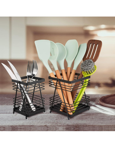 Soporte de Utensilios RedCall para Encimera Negro Mate - 2 Piezas