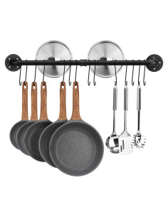 Estante Colgante para Ollas Toplife 80 cm Negro, Alta Resistencia