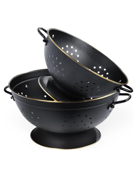 Juego de Coladores de Metal BeFare 2 Piezas 2.8L y 4.7L Negro Juego de Coladores de Metal BeFare 2 Piezas 2.8L y 4.7L Negro