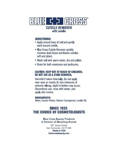 Removedor de Cutículas Líquido Blue Cross 170g - Suavizante Profesional