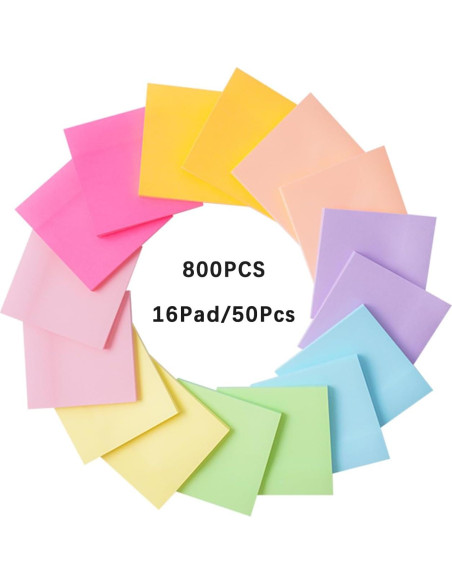 Notas Adhesivas MIUTME 16 Blocs 7.62x7.62 cm Multicolores Notas Adhesivas MIUTME 16 Blocs 7.62x7.62 cm Multicolores