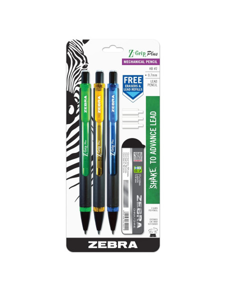 Lápiz Mecánico Zebra Pen Z-Grip Plus 0.7mm Paquete de 3 Lápiz Mecánico Zebra Pen Z-Grip Plus 0.7mm Paquete de 3