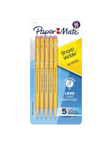 Lápices Mecánicos Paper Mate SharpWriter 0.7mm, Paquete de 5 Lápices Mecánicos Paper Mate SharpWriter 0.7mm, Paquete de 5