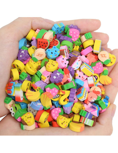 300 Gomas de Borrar Mini QDXATIVP Animales y Frutas 2.5-4 cm