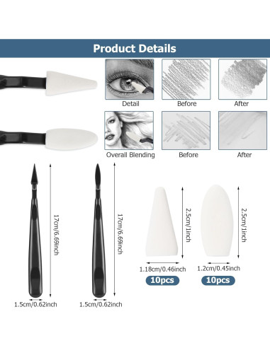 Set de Dibujo a Lápiz AGPTEK 48 Piezas con Esponjas y Borradores