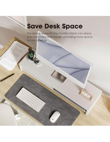 Soporte para Monitor Fenge 2 Niveles Organizador Escritorio Blanco