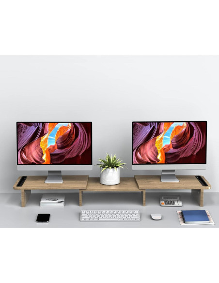 Soporte Doble Monitor Zimilar de Madera Ajustable 3.36kg Soporte Doble Monitor Zimilar de Madera Ajustable 3.36kg
