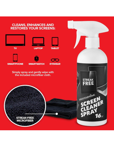 Kit de limpieza de pantalla 16oz Stock Your Home con paño microfibra