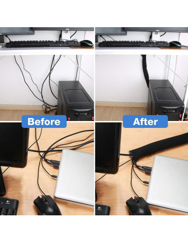 Manga Organizador de Cables JOTO 2 Piezas 3.96m Negro