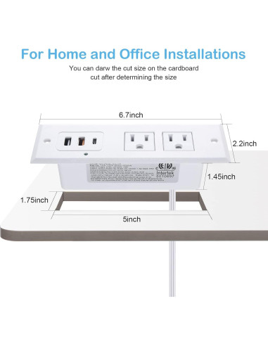 Toma de Corriente Empotrada CCCEI con USB-C 20W y USB-A 18W