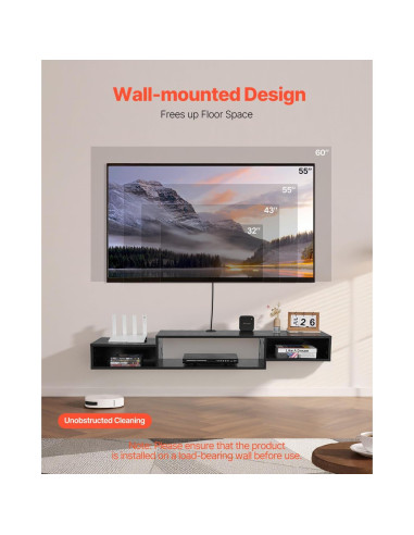 Soporte de TV Flotante VEVOR 150 cm con Salidas de Energía y USB