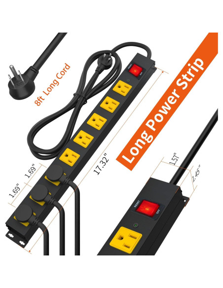 Regleta de 8 salidas Plug'n 2100J con protección contra sobretensiones Regleta de 8 salidas Plug'n 2100J con protección contra sobretensiones