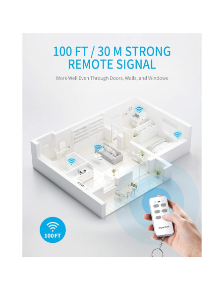 Interruptor de luz remoto Syantek BHC1801-3, 3 enchufes, 30m Interruptor de luz remoto Syantek BHC1801-3, 3 enchufes, 30m