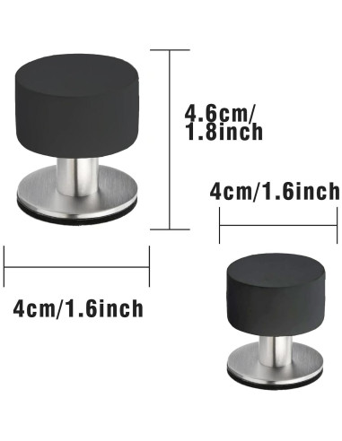 Topes de puerta autoadhesivos THYBDB 2PC 4.2cm Negro