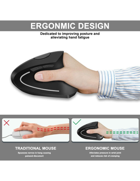 Ratón Ergonómico Vassink Inalámbrico Recargable Negro Ratón Ergonómico Vassink Inalámbrico Recargable Negro