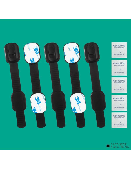 Candados a Prueba de Niños SAFENEST - Paquete de 5 Negro Candados a Prueba de Niños SAFENEST - Paquete de 5 Negro