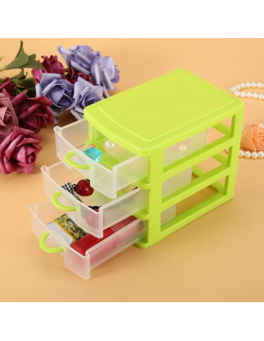 Caja de Almacenamiento Plástica Semme 3 Cajones Verde