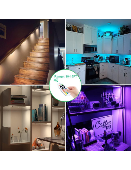 Luces LED Bajo Gabinete Inalámbricas LAJOSO 4 Paquetes RGB Luces LED Bajo Gabinete Inalámbricas LAJOSO 4 Paquetes RGB