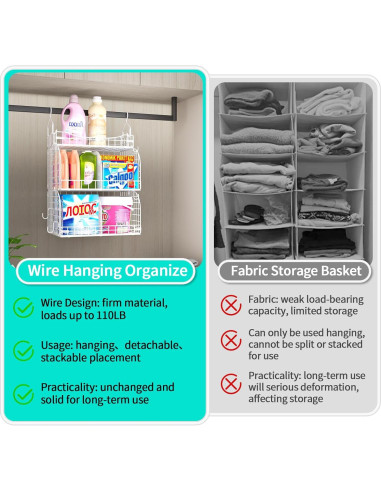 Organizador de Closet Colgante HapiRm - 3 Niveles Metal Blanco