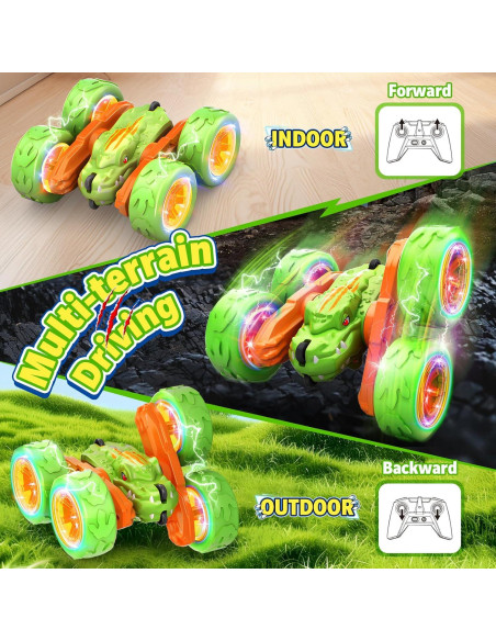 Coche RC SpringFlower Dinosaurio Acrobático LED Verde Coche RC SpringFlower Dinosaurio Acrobático LED Verde