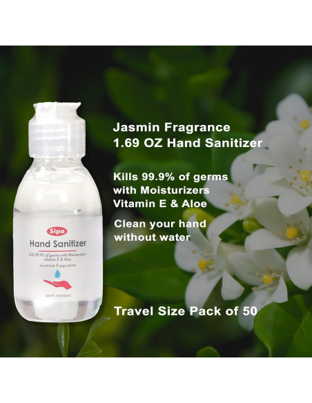 Desinfectante de Manos SIPA 50 ml Aroma Jazmín Gel Aloe Vitamina E Desinfectante de Manos SIPA 50 ml Aroma Jazmín Gel Aloe Vitamina E