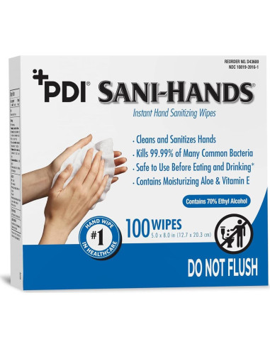 Toallitas Desinfectantes Sani-Hands 100 Unidades 12.7x19.7cm